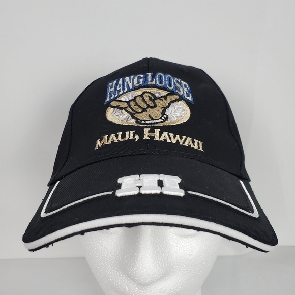Hang Loose Hawaii Hat Embroidered Hand Logo Navy Blue Cap Hook and Loop Adj. - Picture 1 of 8